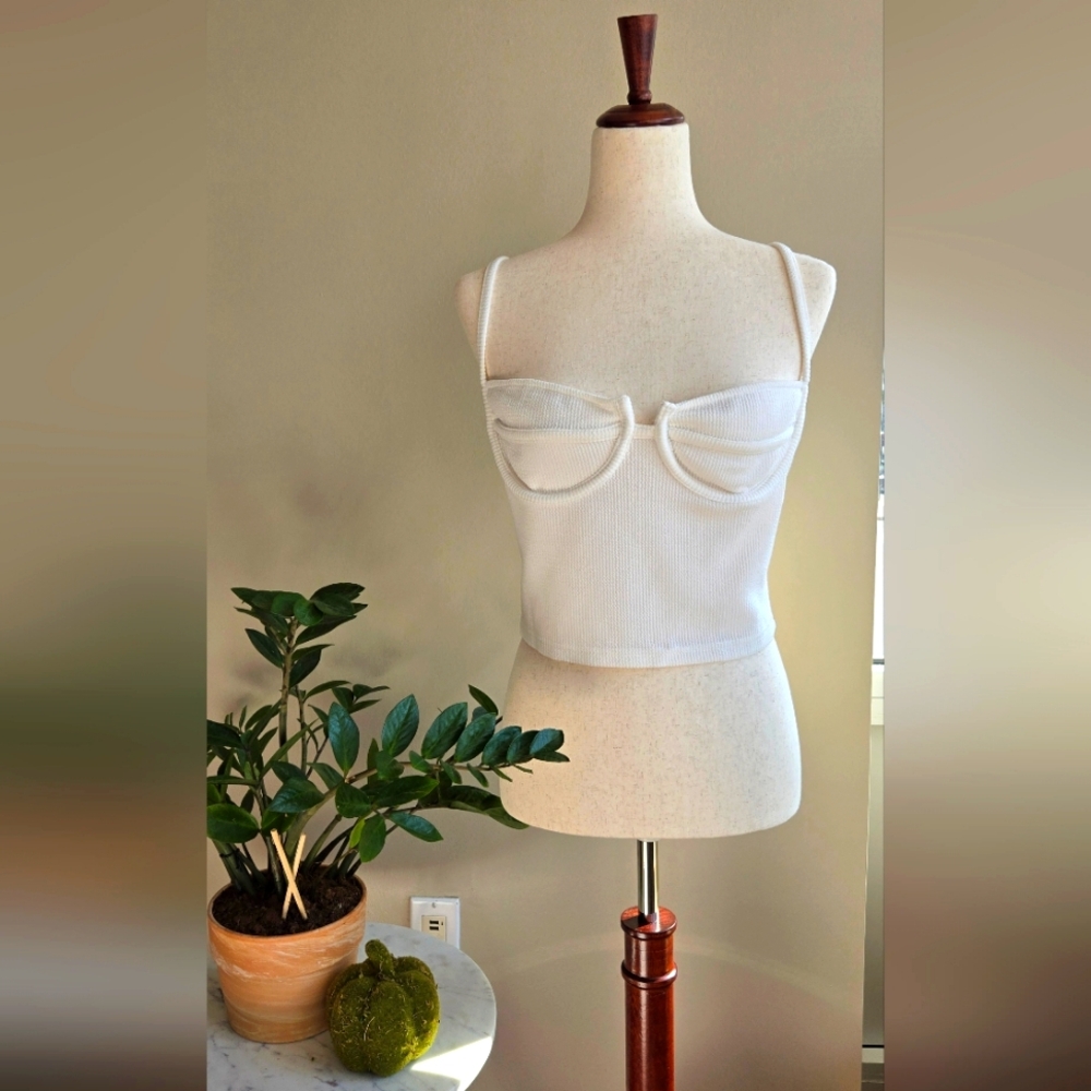 Fashion Nova Ribbed Bustier Crop Top – Size XL